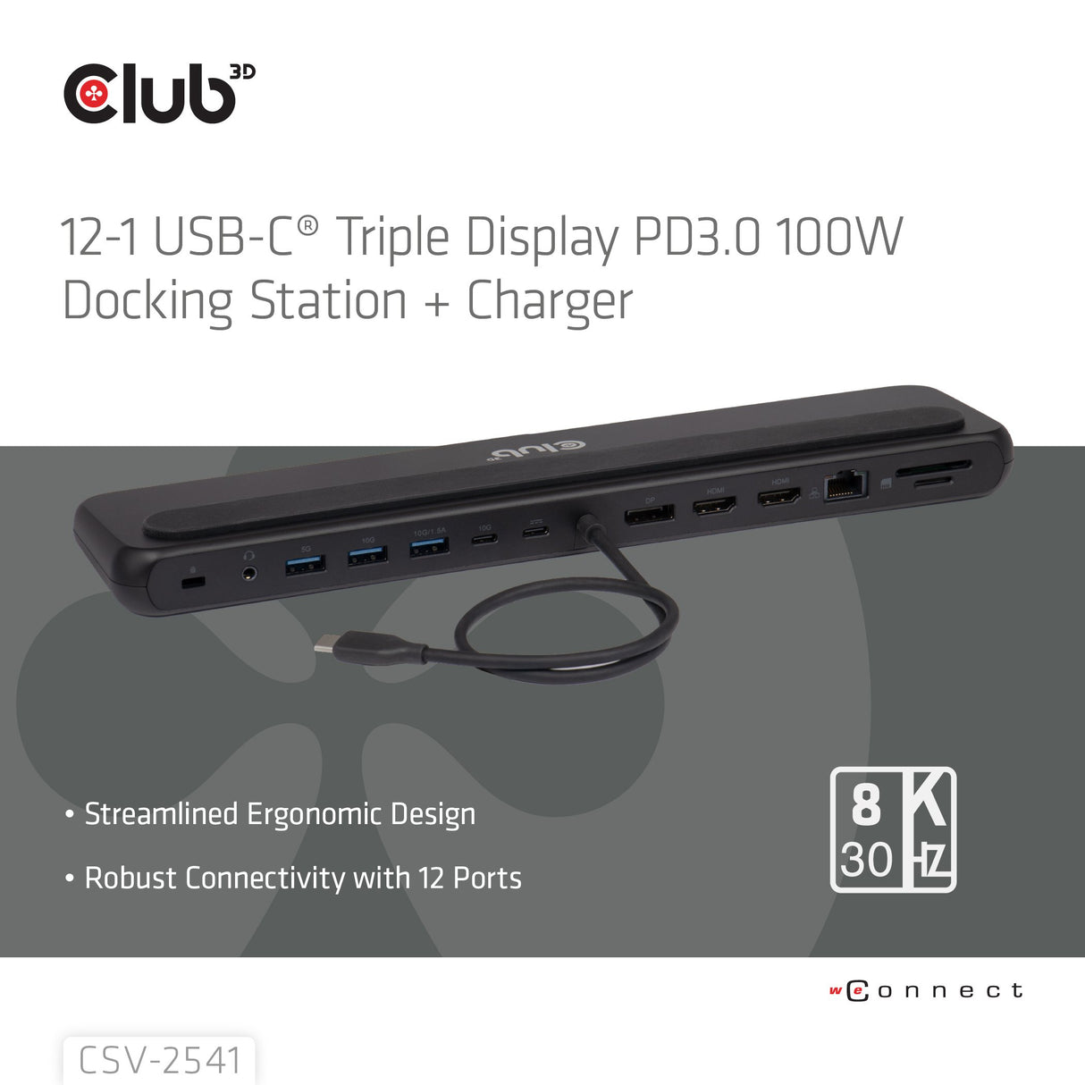 EAN 8719214473525 - CLUB3D CSV-2541 base para portátil y replicador de puertos Acoplamiento USB 3.2 Gen 1 (3.1 Gen 1) Type-C imagen 4