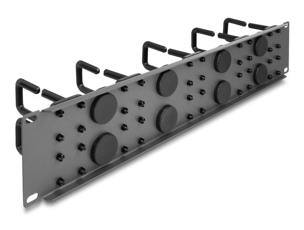 Delock 66746 Panel De Organización De Cables De 19? Con 8 Goma Entradas De Cables Y 10 Ganchos 2u Gris Oscuro
