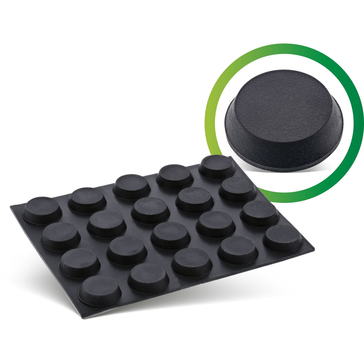 Inline Almohadillas De Goma 20uds Pack Negro, Forma Plana 1,2cm