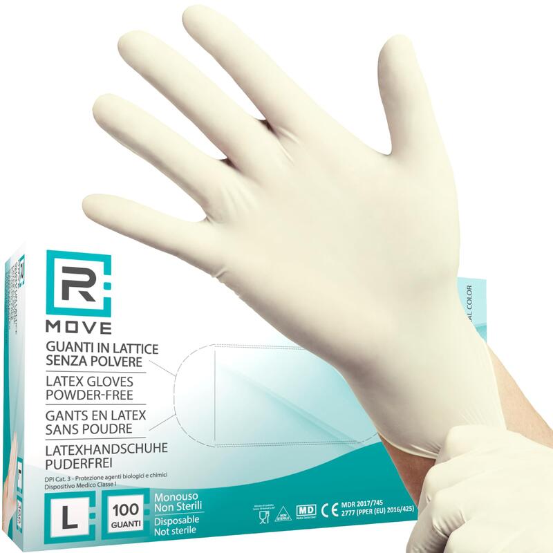 1conf. Da 100pz Tg.L - Rmove Guanti Lattice 5.7gr Senza Polvere