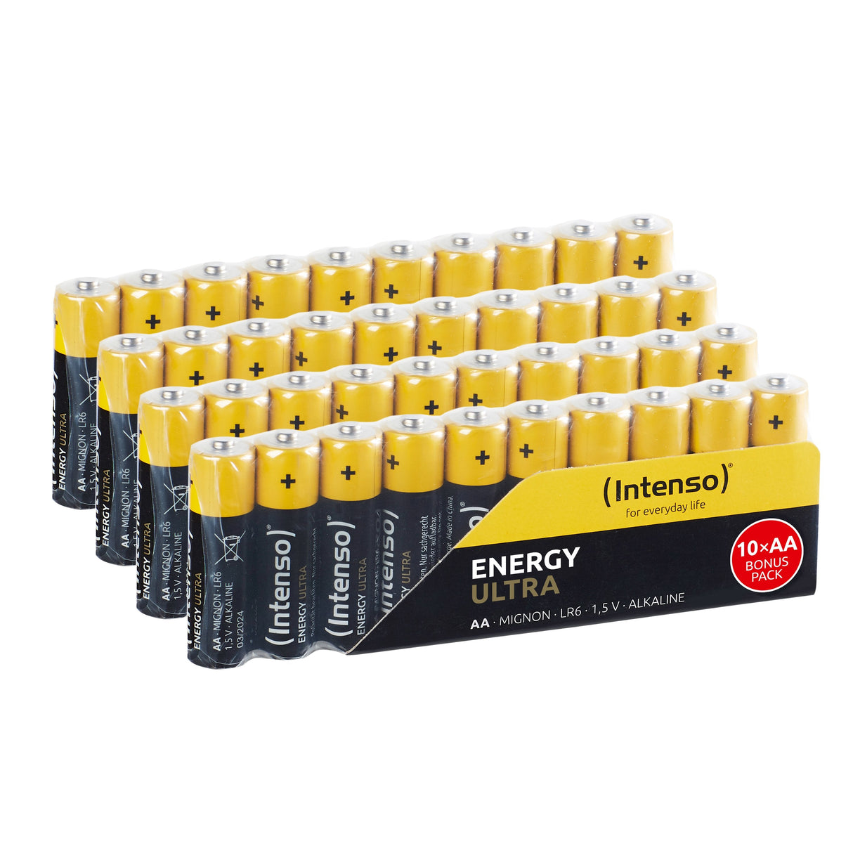 Intego Energy Ultra Aa Lr06, Batería Negra/Amarilla, 40 Paquete 7501520