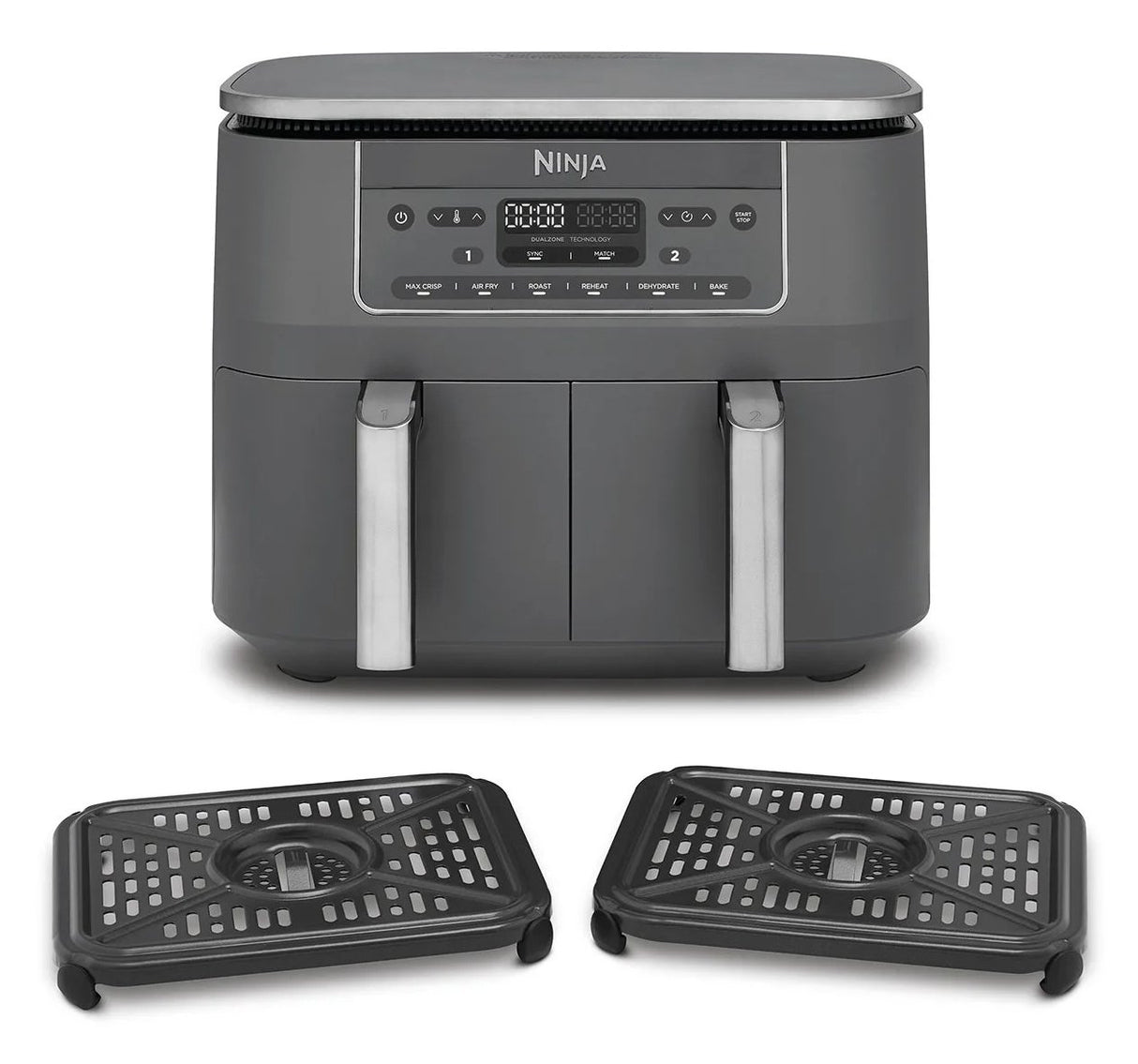 EAN 0622356322690 - Ninja DZ300EU freidora Doble 7,6 L Independiente 2470 W Freidora de aire caliente Gris imagen 3