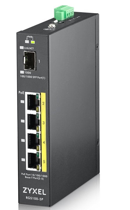 Zyxel Rgs100-5p No Administrado L2 Gigabit Ethernet (10/100/1000) Negro Energía Sobre Ethernet (Poe)