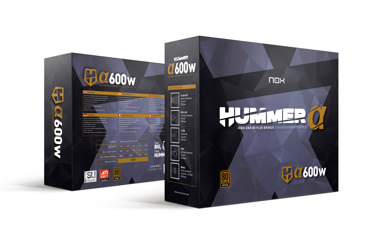 Fuente De Alimentacion Nox Hummer Alpha 600w 80+ Bronze