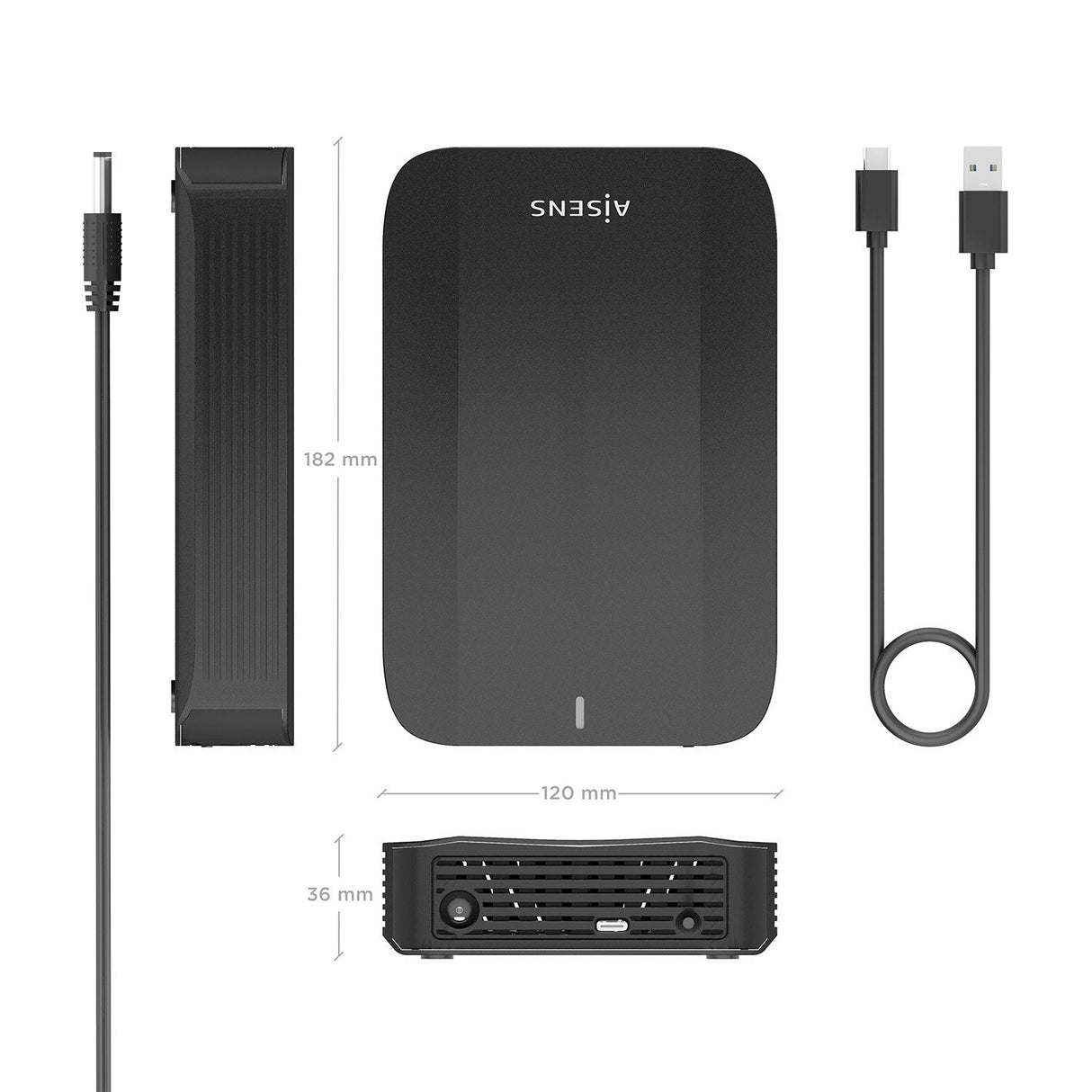 Aisens Caja Externa 3,5&Quot; Sata A Usb-C Usb3.1 Gen1, Negra