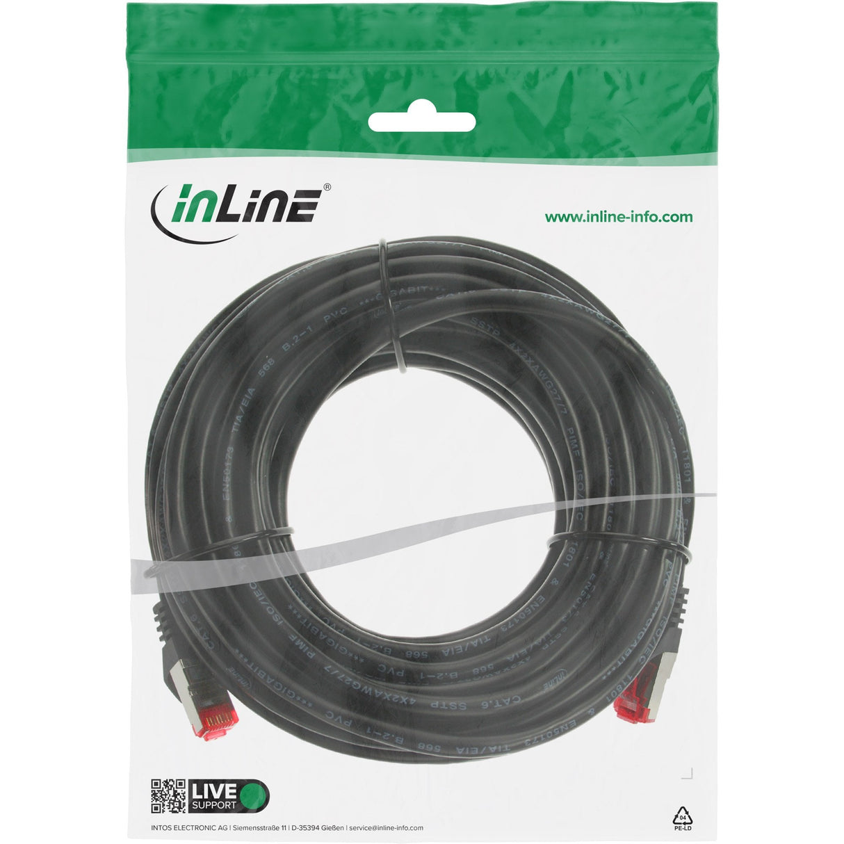 Cable De Red Inline S/Ftp Pimf Cat.6 250mhz Pvc Cobre Negro 30m