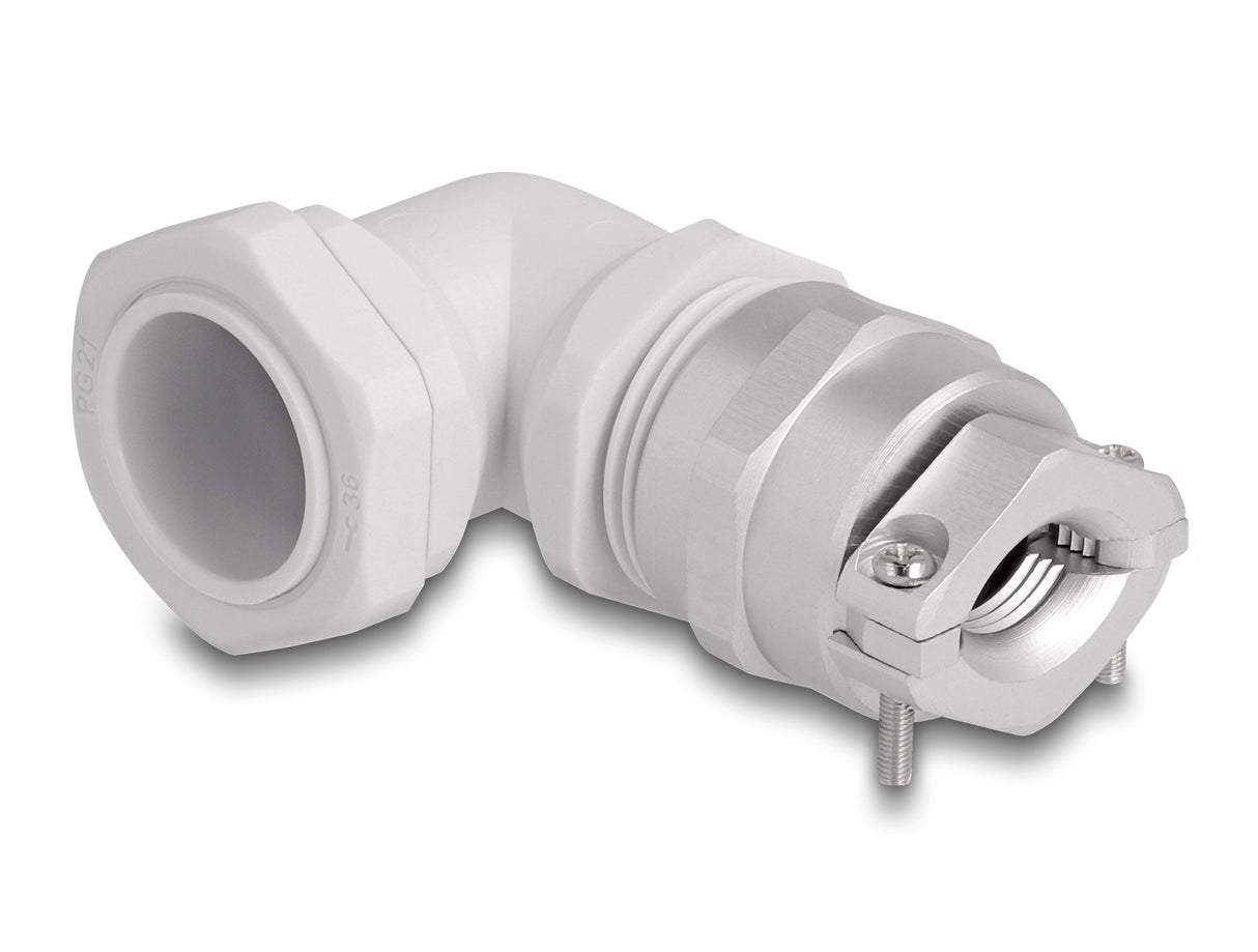Delock 60613 Prensaestopas Con Alivio De Tensión Y Protección Contra La Flexión Ángulo De 90 ° Pg21 Gris