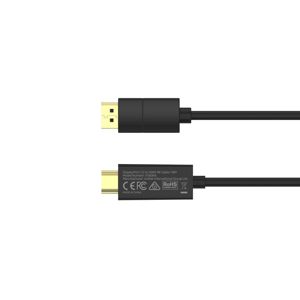 EAN 4894160048462 - UNITEK V1608A adaptador de cable de vídeo 1,8 m DisplayPort HDMI Gris imagen 4