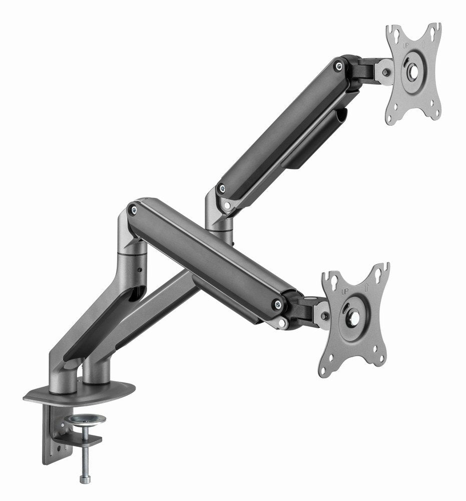 Gembird Desk Mounted Adjustable Double Monitor Arm Space Grey