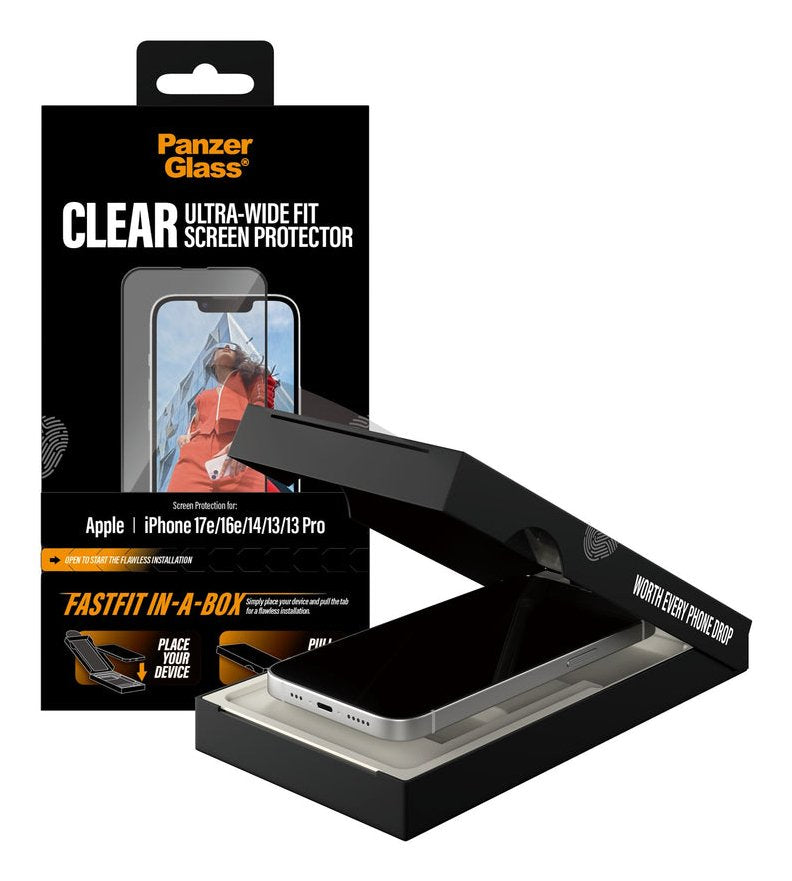 Panzerglass Screen Protector Iphone 16e 14 13 13 Pro Ultra-Wide Fit W. Fastfit In-A-Box