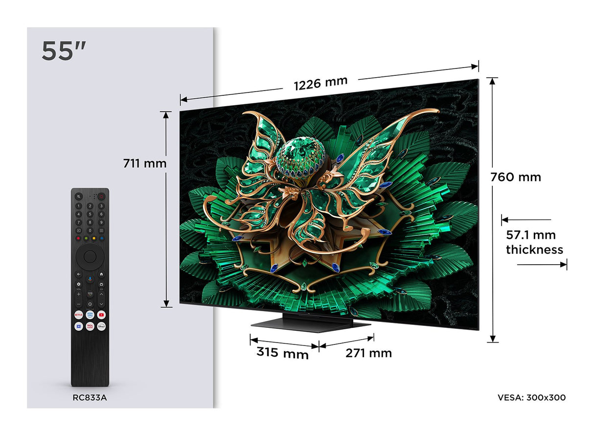 Televisor Tcl C7k 55c7k (55") 4k Ultra Hd Smart Tv Wifi Metálico 2600 Cd M²