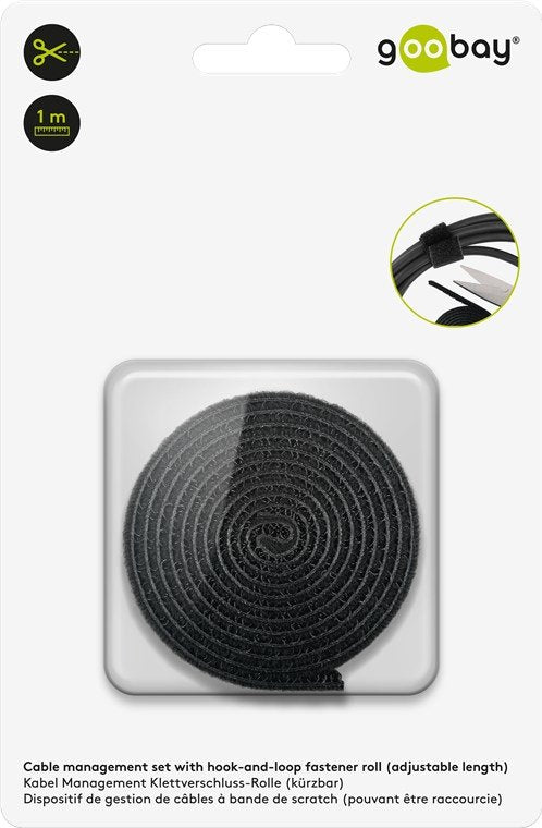 Rollo De Cierre De Velcro Enrollada Negra 1m X 20mm Blister