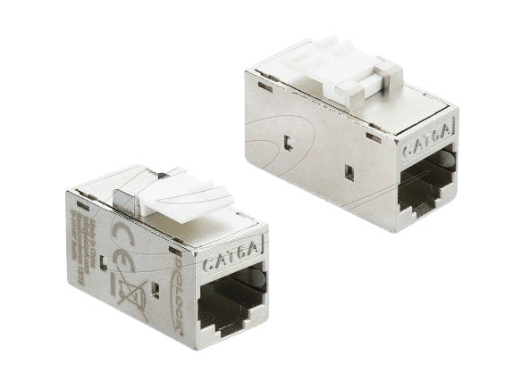 Keystone Modul Kupplung Rj45 Buchse Zu Rj45 Buchse Cat.6a Metall Silber Weiss