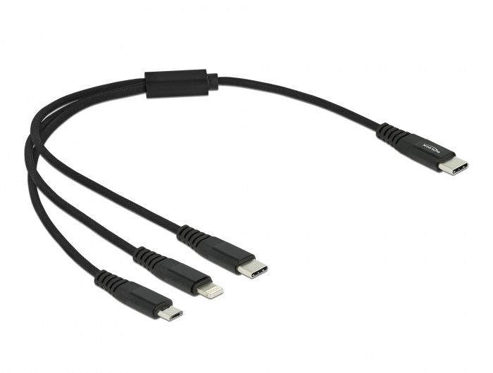 Delock Cable De Carga Usb 3 En 1 Usb Type-C A Lightning / Micro Usb / Usb Type-C 30 Cm