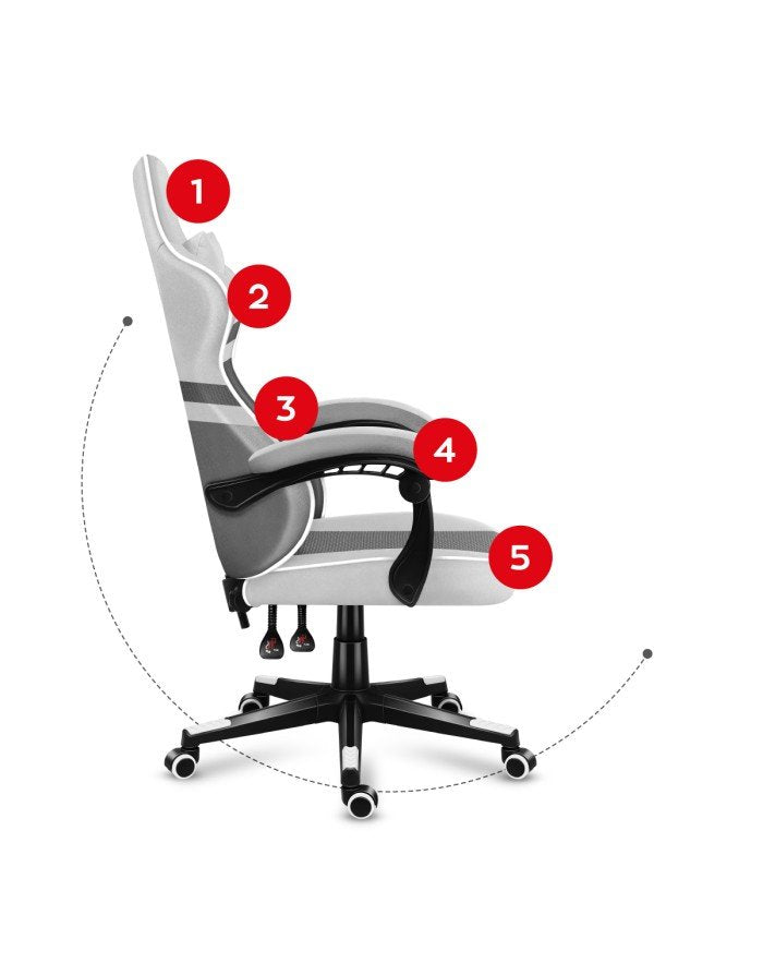 EAN 5903796013191 - Huzaro FORCE 4.4 Silla para videojuegos de PC Asiento (de seguridad) de butaca Gris, Blanco imagen 10