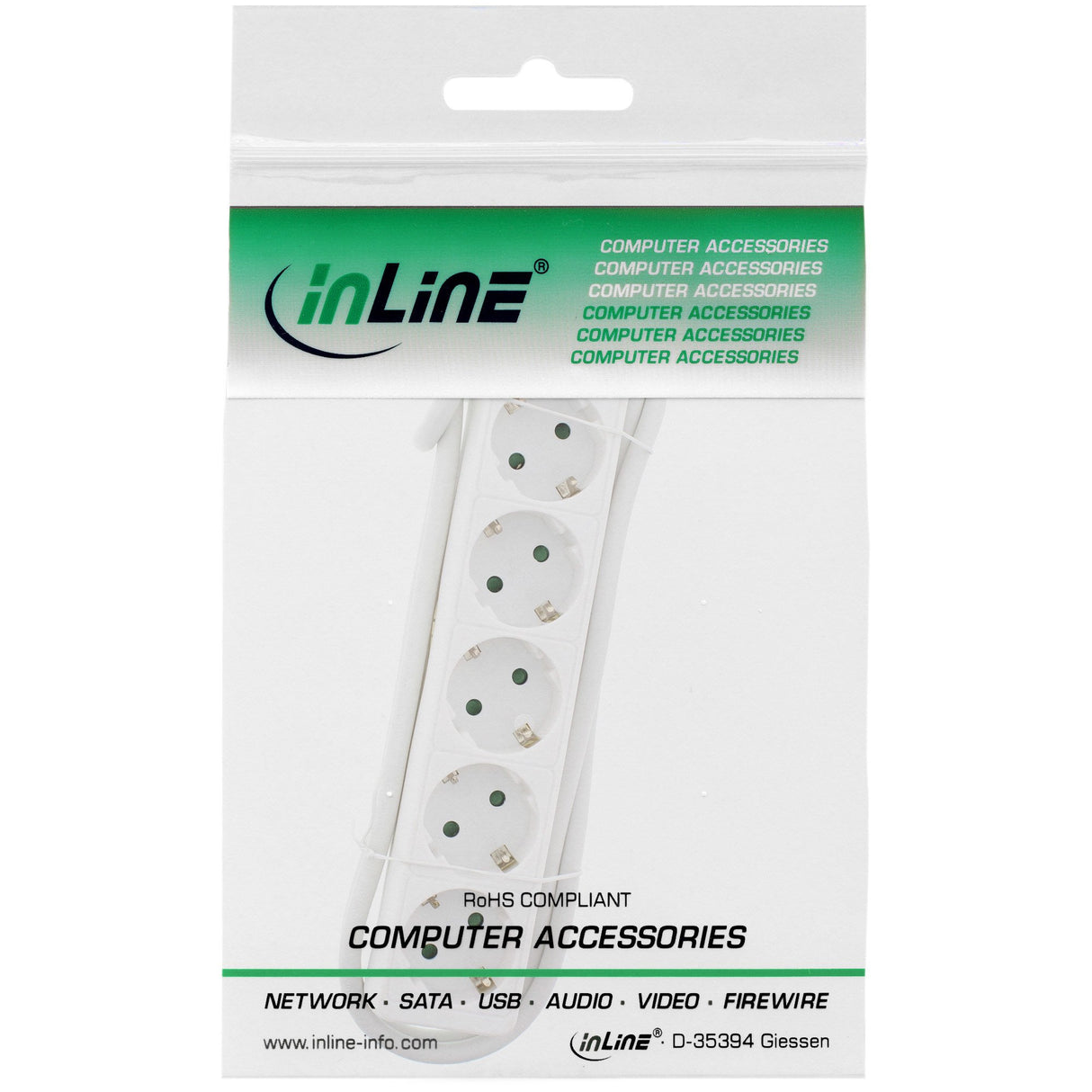 EAN 4043718210497 - InLine 16451F base múltiple 1,5 m 5 salidas AC Blanco imagen 2