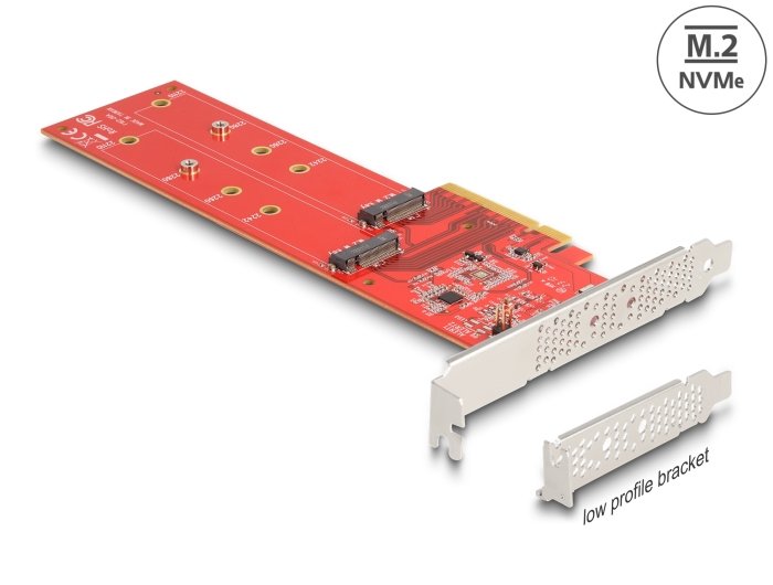 Delock 90616 Tarjeta Pci Express X8 A 2 X Nvme Interno M.2 Clave M 110 Mm - Bifurcación - Factor De Forma De Perfil Bajo