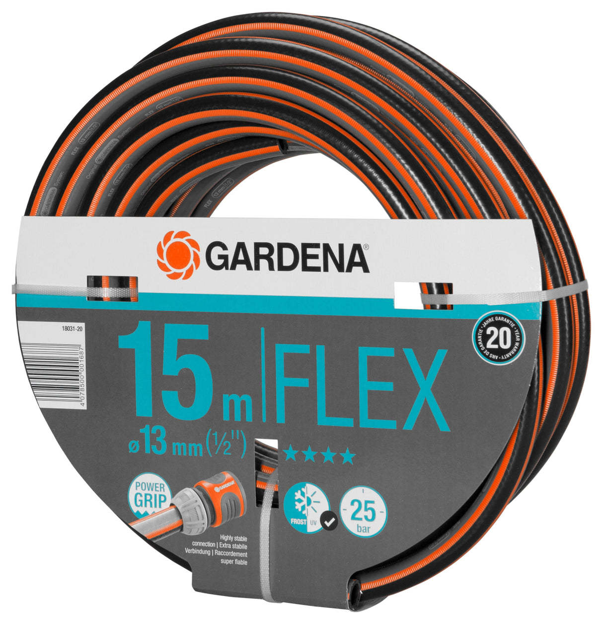 Gardena 18031-20 Manguera Comfort Flex 13 Mm (1/2 ") Negro / Naranja, 15 Metros