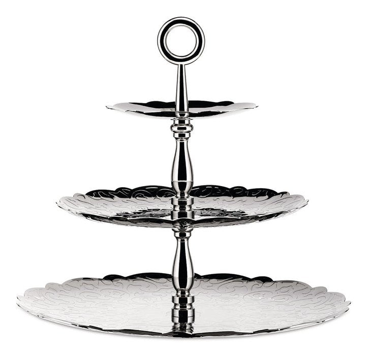 Alessi Mw52/3 Dressed For X-Mas Etagere Aus Edelstahl Con Reliefdekor, Stahl