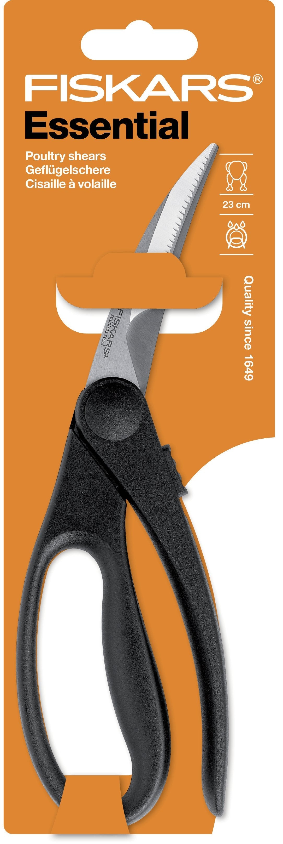 Tijeras Fiskars 1023819 De Cocina 230 Mm Negro, Acero Inoxidable Aves
