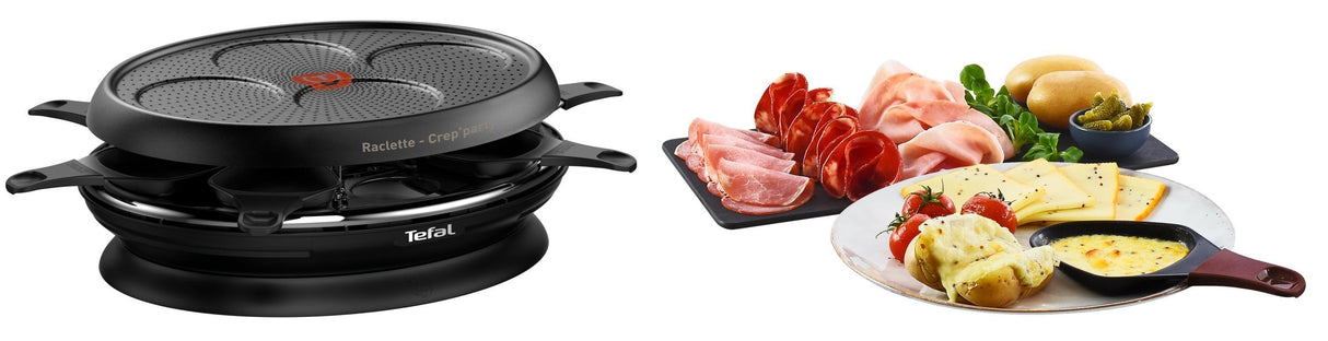 Tefal Re3208 Store'In 2 En 1, Raclette Negra, 1050 Vatios, Para 8 Personas Re3208