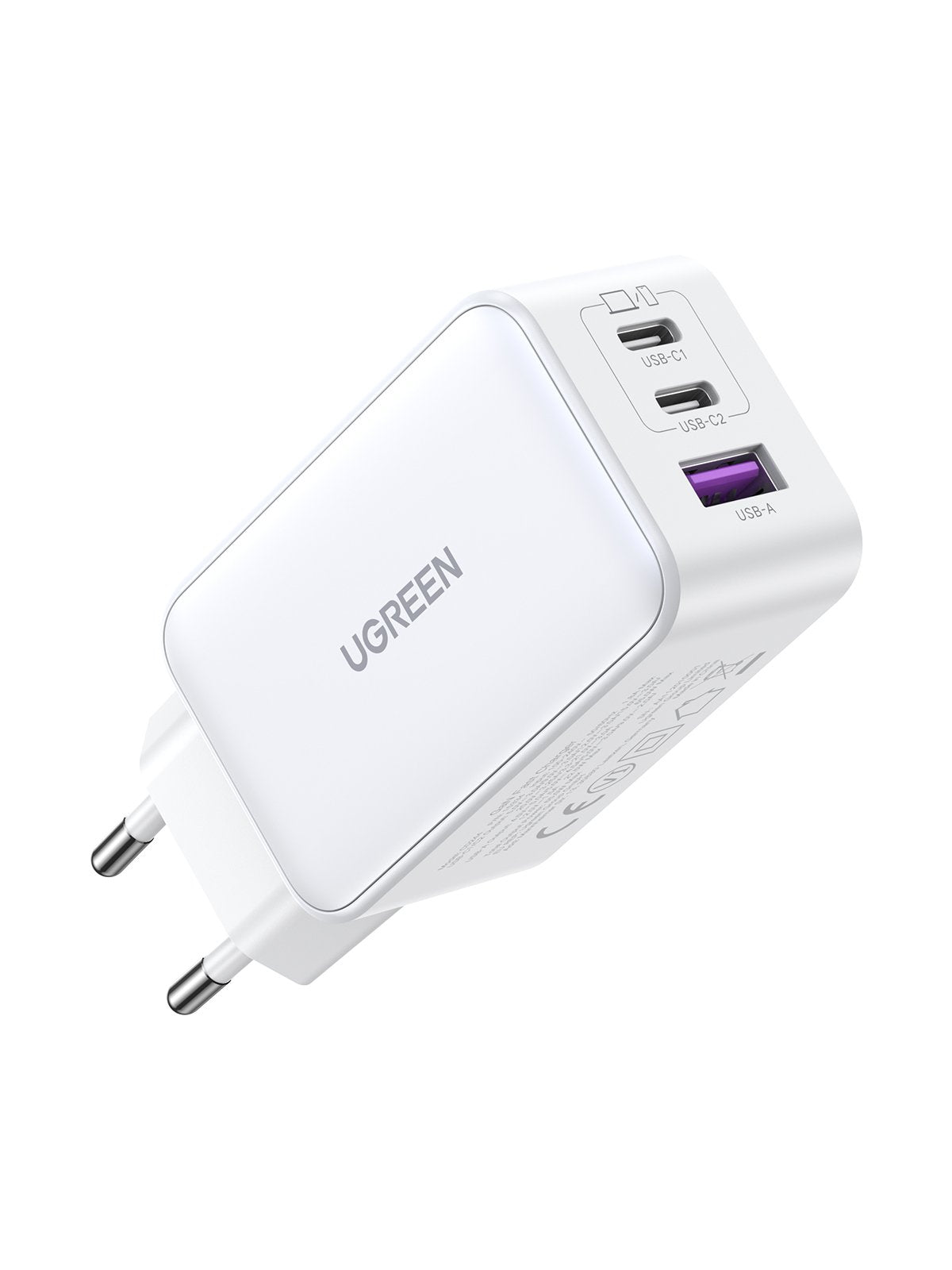 Cargador Rápido Ugreen Nexode Usb-A+2*Usb-C 65w Gan Tech Blanco