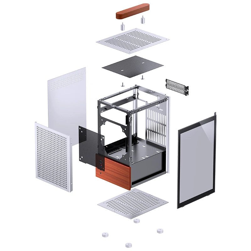 Jonsbo T6 Pc Carcasa, Mini-Tower, Mini-Itx, Tempered Glass, Madera - Plateado