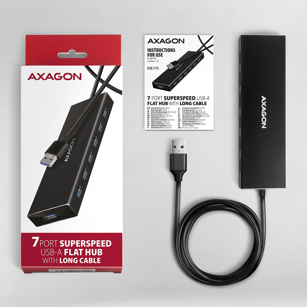 EAN 8595247907035 - Axagon HUE-F7A 7x USB 3.2 Gen 1 ALU FLAT hub micro power IN 1m USB-A USB 3.2 Gen 1 (3.1 Gen 1) Type-A 500 imagen 7