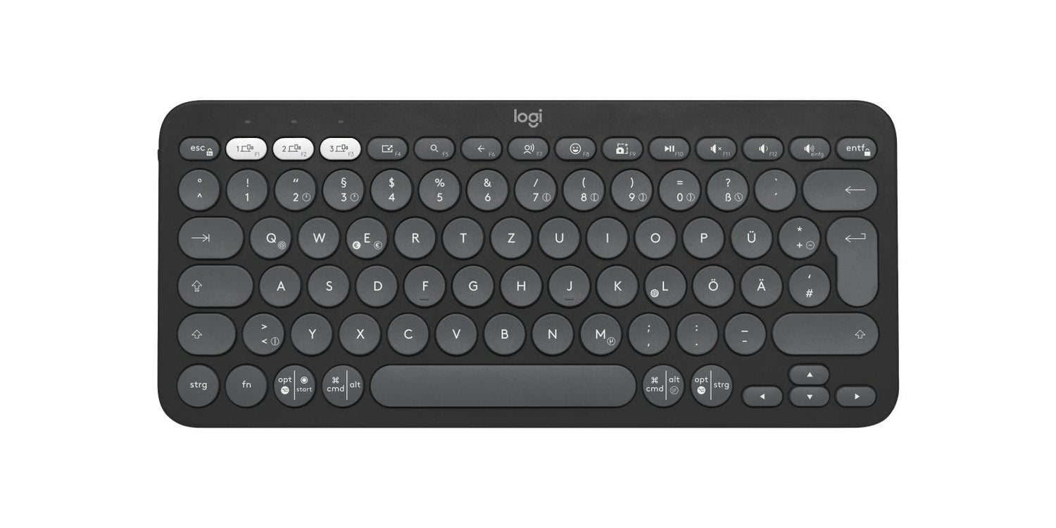 Teclado Alemán Logitech Pebble Keys 2 K380s Rf Wireless + Bluetooth Qwertz Grafito