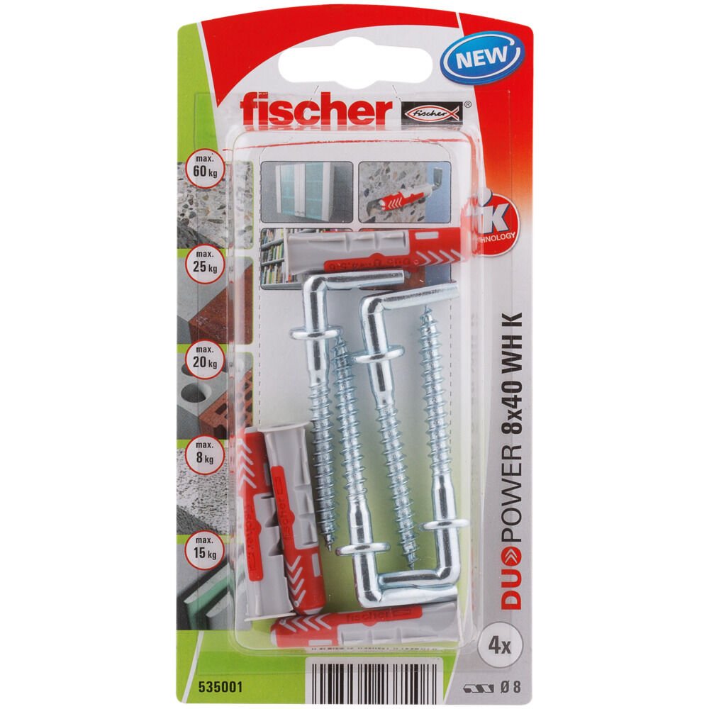 Blister 4 Tacos+Alcayatas Duopower Ø8x40mm 535001 Fischer
