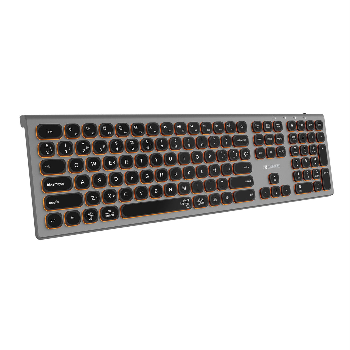 Teclado Español Inalámbrico Subblim Master Gris Y Negro