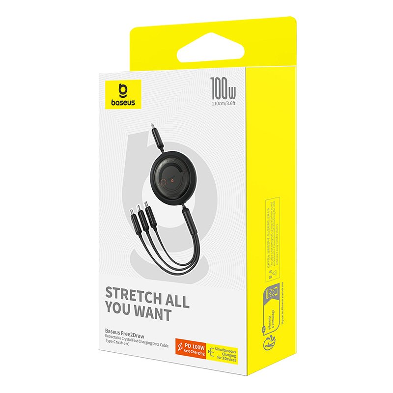 Baseus Free2draw Negro - Cable Usb-C 3 En 1 Usb-C/Lightning/Micro 1,1m