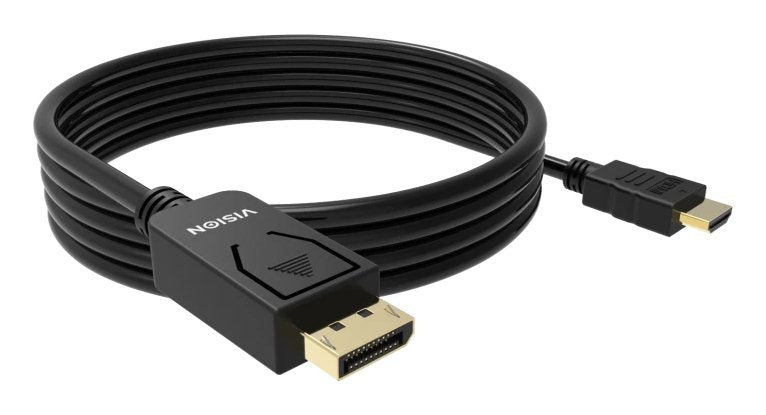 Cable Displayport A Hdmi De 2 M 8k A 60 Hz Versión Dp 1.4 Conectores Dorados Hdmi 2.1 Soporta Hotplug Dp (M) A Hdmi (M) Diámetro Exterior 6.0 Mm 30 Awg Negro