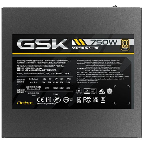 EAN 0761345200561 - Antec GSK ATX3.1 750W 80 PLUS Gold unidad de fuente de alimentación 20+4 pin ATX ATX Negro imagen 9