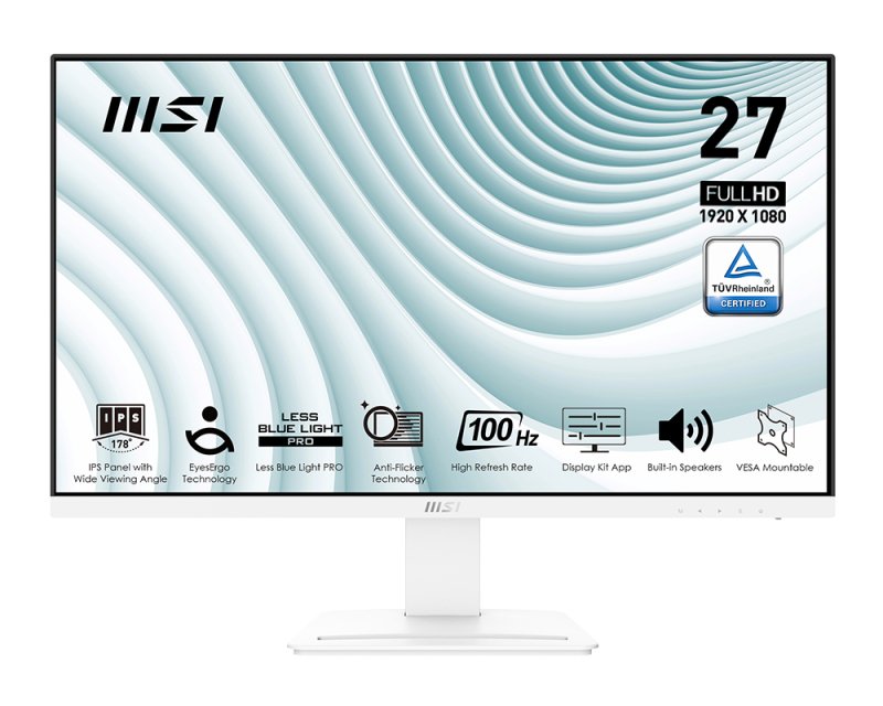 Monitor Msi Pro Mp273awde (27 Pulgadas), Blanco, Fullhd, Ips, Eye-Q Check, Panel 100hz 9s6-3pb4ch-094