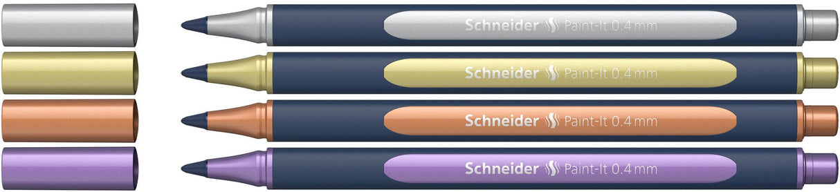 EAN 4004675162410 - Schneider Schreibgeräte Paint-It 050 Bolígrafo retráctil con clip Cobre, Oro, Violeta metalizado, Plata 4 imagen 1