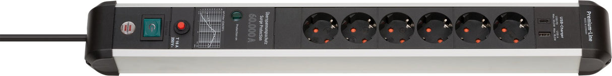 EAN 4007123677078 - Brennenstuhl 1391010620 base múltiple 3 m 6 salidas AC Interior Negro, Plata imagen 2