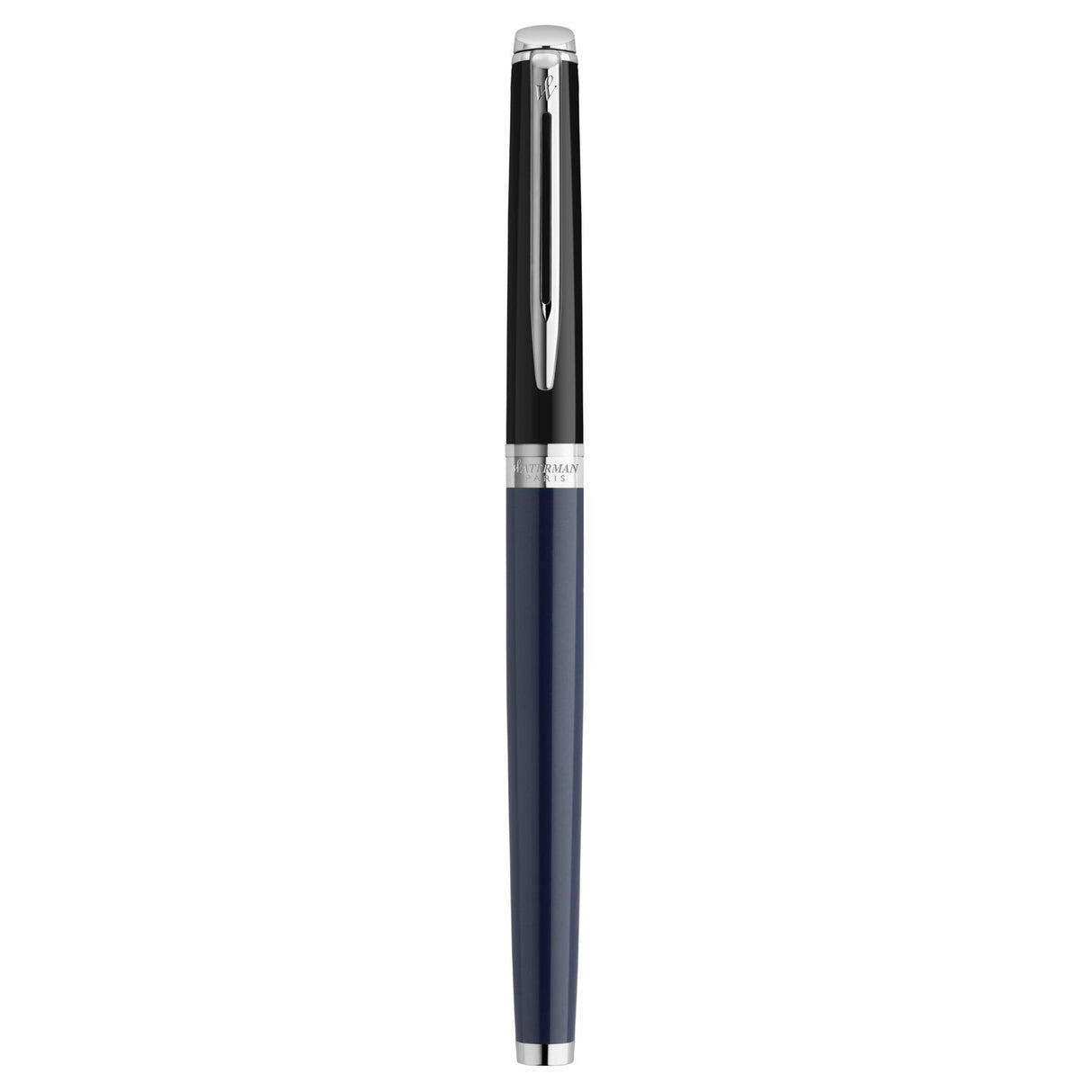 Pluma Estilográfica Waterman Hémisphère | Lacado Negro Y Azul Con Adornos De Paladio | Plumín Fino De Acero Inoxidable | Estuche De Regalo