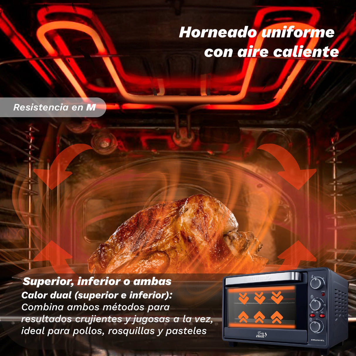 EAN 8426156019246 - Grunkel HR-28COOK horno 28 L 1600 W Negro, Acero imagen 5