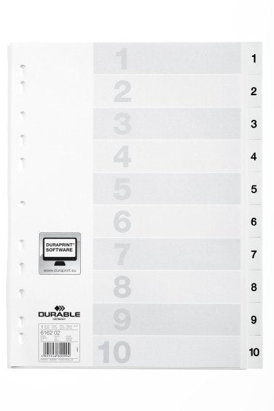 Ordnerregister A4 Nummeriert - 10-Piezas - Blanco