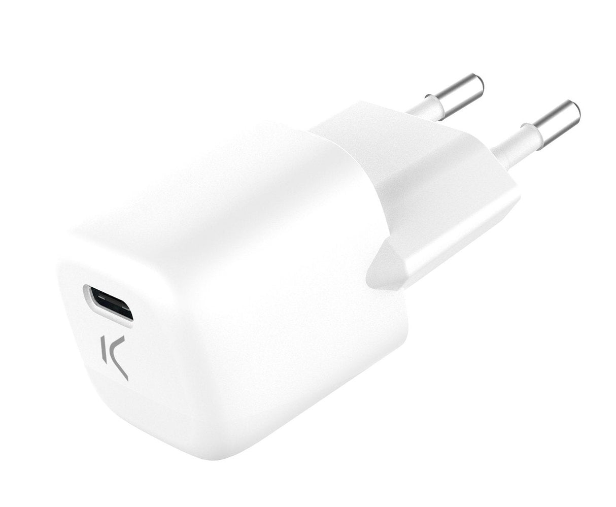 Ksix Cargador Mini Red Eléctrica Blanco Usb-C 20w Carga Rápida