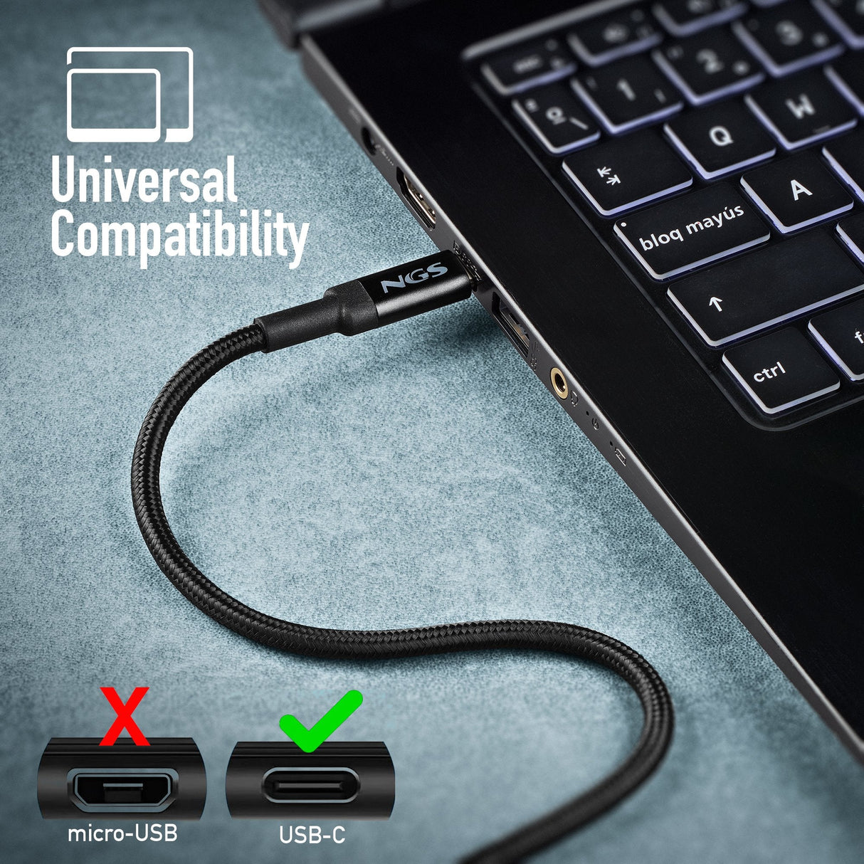 EAN 8435430625851 - NGS KNOT 65W-3 cable USB USB 2.0 3 m USB C Negro imagen 9