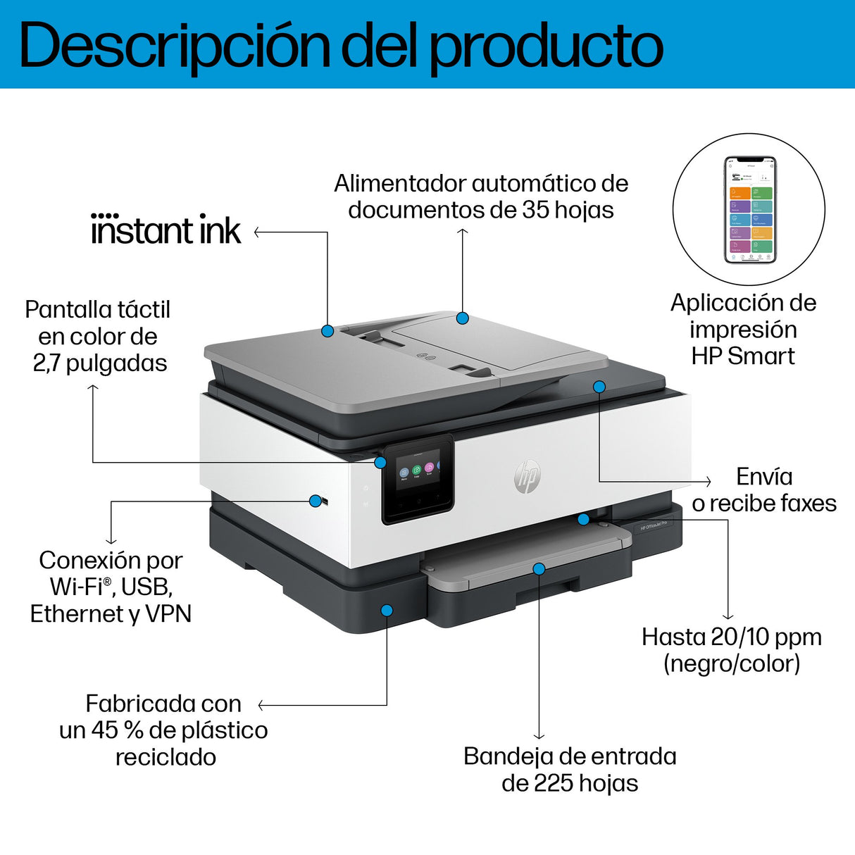 EAN 0196786567612 - HP OfficeJet Pro 8132e All-in-One Prntr Inyección de tinta térmica A4 4800 x 1200 DPI 20 ppm Wifi imagen 3