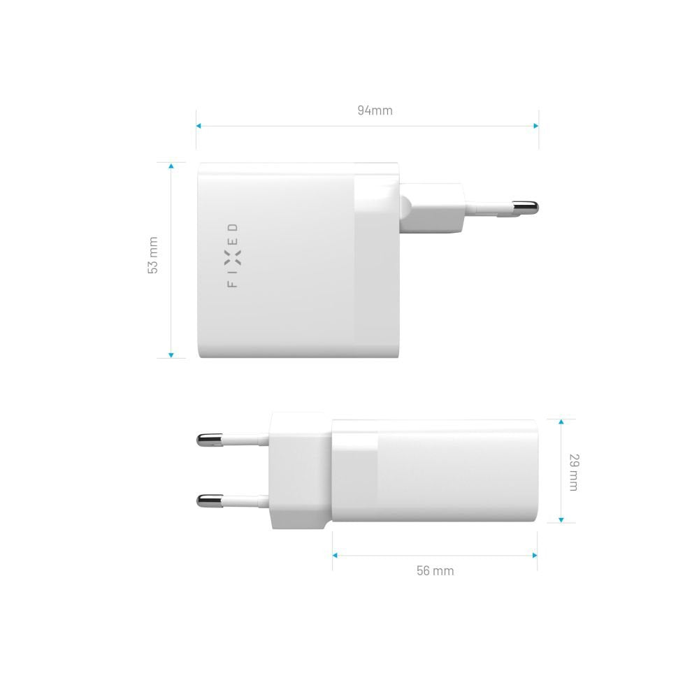 Cargador De Red Fijo Doble Usb-C Soporte Pd 65w Blanco