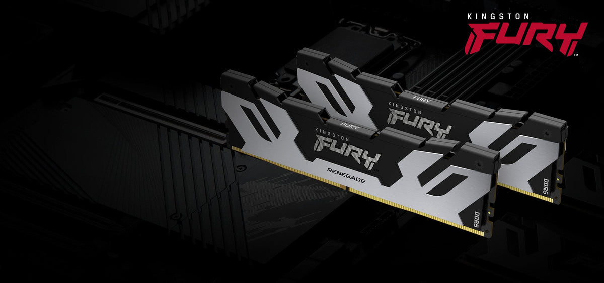 Memoria Kingston Fury 24 Gb 24x1gb Ddr5-8800, Ram Plateado/Negro, Kf588cu42rs-24, Renegade, Intel Xmp Kf588cu42rs-24