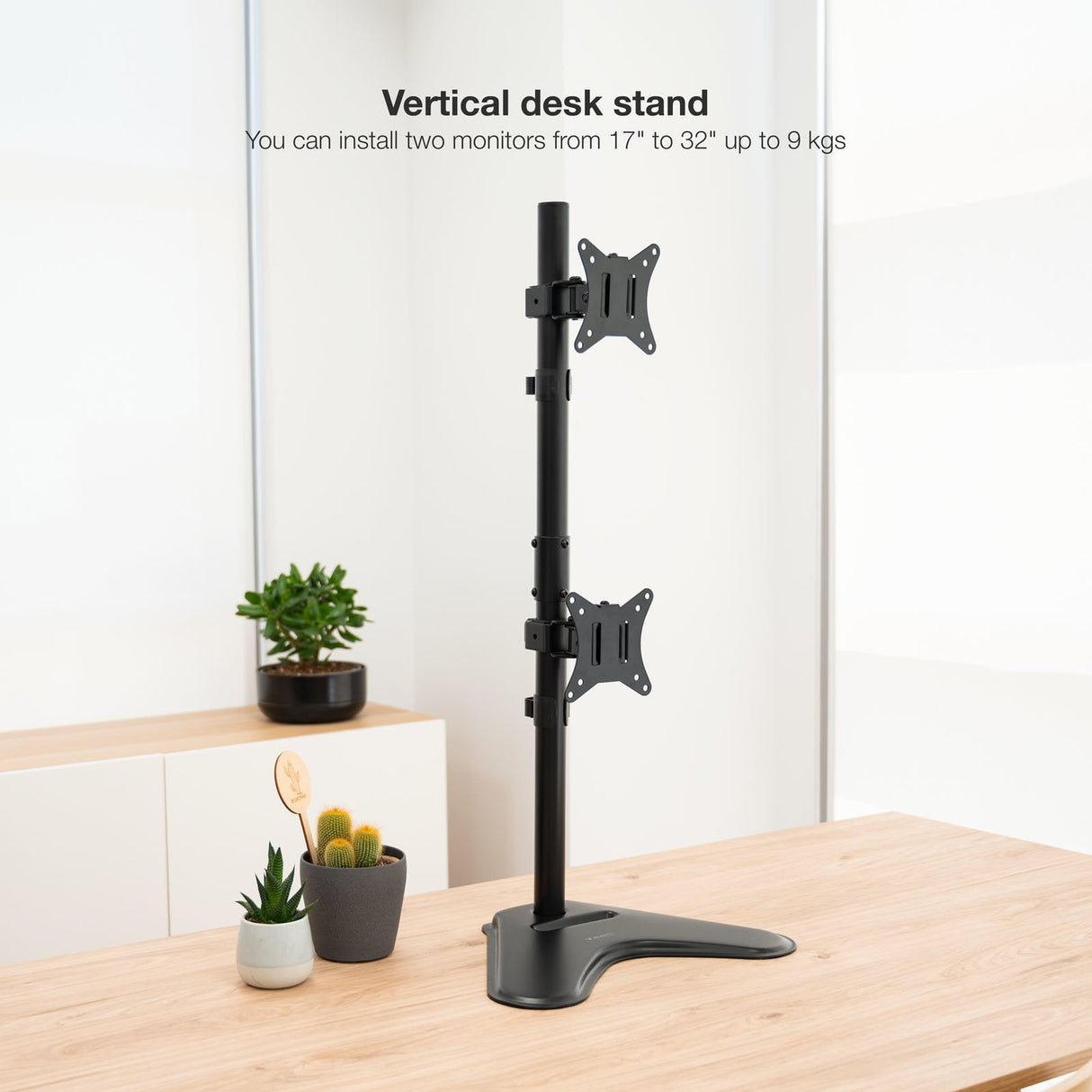 Tooq Soporte De Mesa Para 2 Monitores En Vertical De 17"-32" - Giratorio E Inclinable - Peso Max 9kg X Brazo - Vesa