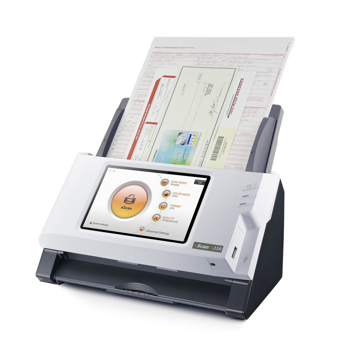 Plustek Escan A280 Essential 600 X 600 Dpi Escáner Con Alimentador Automático De Documentos (Adf) Negro, Blanco A4