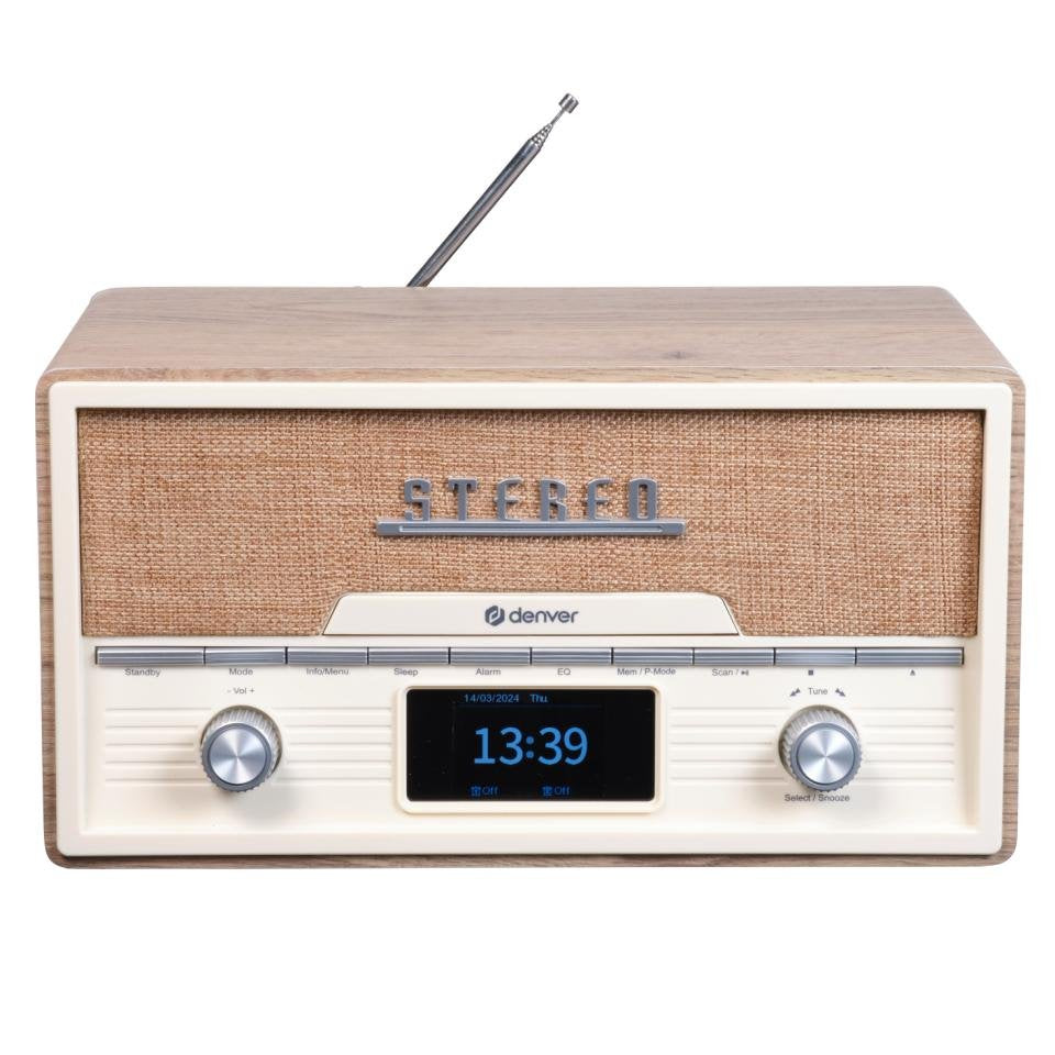 Denver Mda-525lw Retro-Anlage Dab+/Fm/Bt/Cd Holz Hell