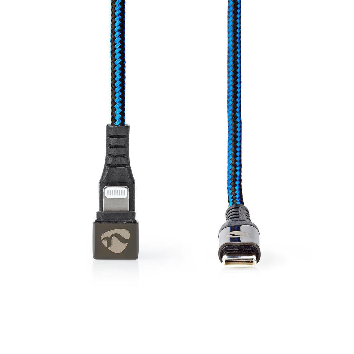 Nedis Usb-Kabel Usb 2.0 Apple Lightning 8-Pin Usb-C Stecker 60 W 480 Mbps Vernickelt 1.00 M Rund Geflochten / Nylon Blau / Schwarz