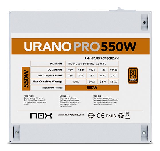 Fuente Alimentacion Atx Nox Urano Pro 550w Bronze Blanco